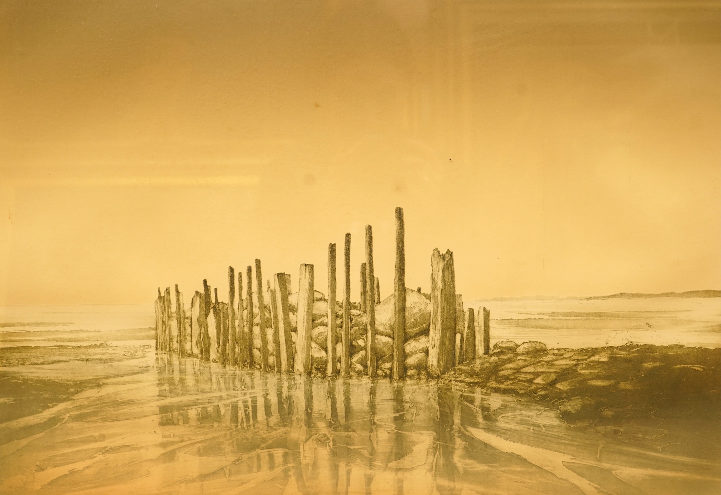 Michael Richecoeur (b. 1946), ‘Wave Barrier II’, signed in pencil, Artists Proof etching, 45 x 62cm, Provenance: The Tanyards Collection, East Sussex